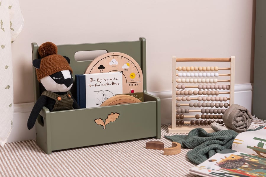 Nestie Book Storage Caddy - Woodland Sage, Store Books and Small Toys