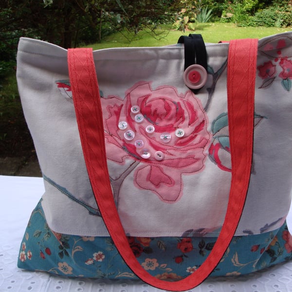 Floral Cotton Tote - Shoulder Bag - quilted - ... - Folksy