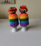 Hand Knitted Rainbow Egg Cosy, Egg Warmers, Novelty Gift, kitchen Accessory 