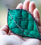 Teal leaf stained glass suncatcher - Image 3