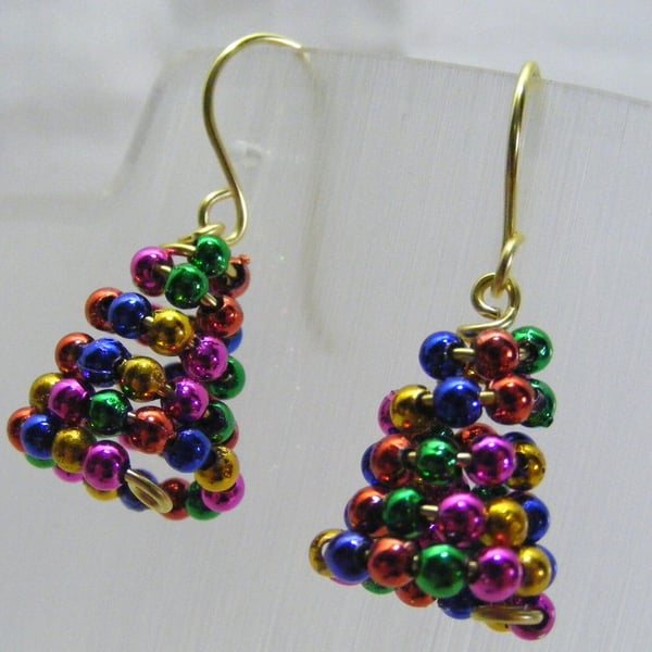 Colourful Christmas Tree Earrings