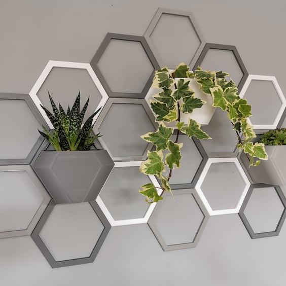 Indoor Wall Planter Hexagon Design, Expandable Wall Pot System, 20 Piece Kit