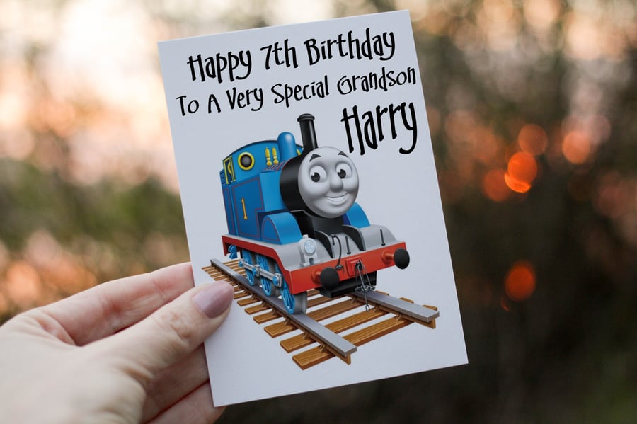 Thomas The Tank Engine Grandson Birthday Card, Card for Grandson, Grandson 