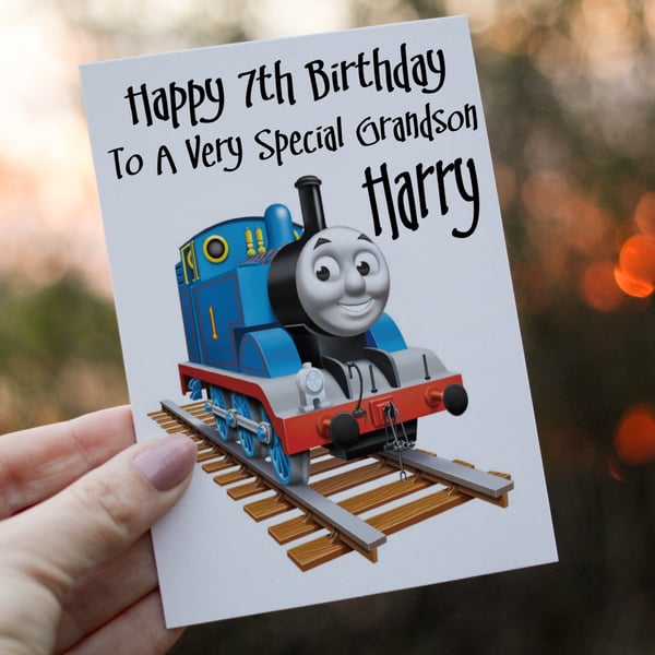 Thomas The Tank Engine Grandson Birthday Card, Card for Grandson, Grandson 