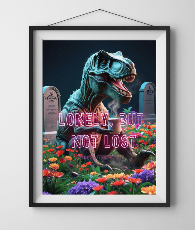 Dinosaur t-rex dark art quote print 