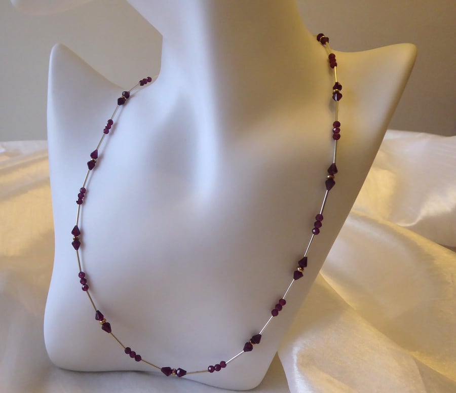 Rhodolite Garnet & Sterling Silver Necklace - Capricorn & January Birthstone