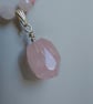 Pink rose quartz necklace with large faceted bead pendant - Image 2