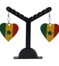 Senegalese flag earrings, love Senegal, loveheart jewellery, african queen.