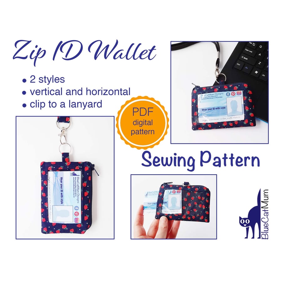 PDF Sewing pattern ID Wallet Purse with key chain for a Lanyard