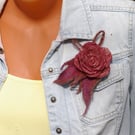 Handmade Felt Wool Flower Brooch – Soft Elegance