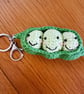 Crochet Peas In A Pod Bag Charm, Keyring, Interior Car Decor