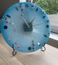 Blue & White Resin Wall Clock - Silver Mirror (30cm) 