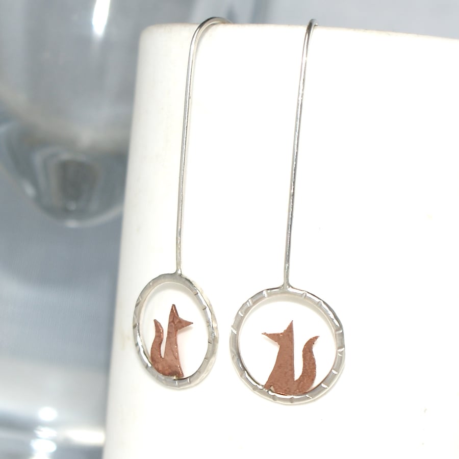 Tiny fox drop earrings