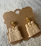 Polymer clay sandcastle dangly studs  - Image 3