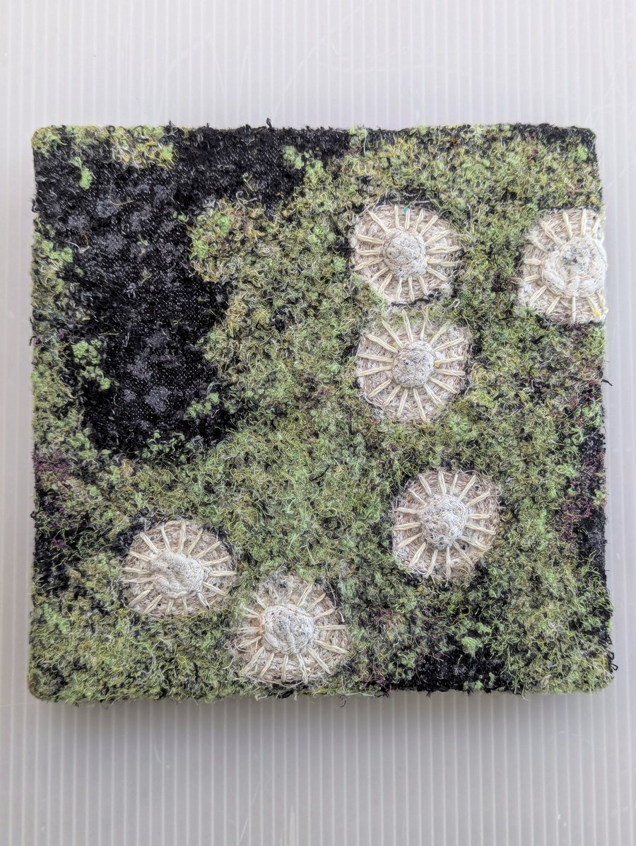 Coastal Dreams Textile Art: lichen green - UNFRAMED