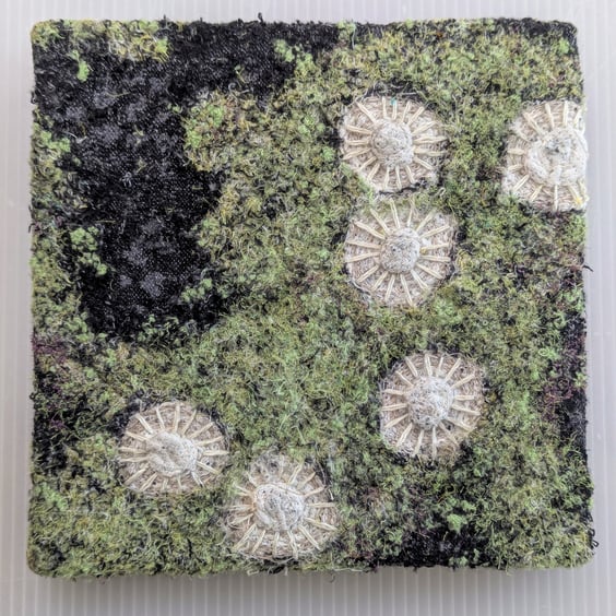 Coastal Dreams Textile Art: lichen green - UNFRAMED