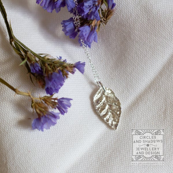 Leaf Pendant Necklace Hallmarked Silver