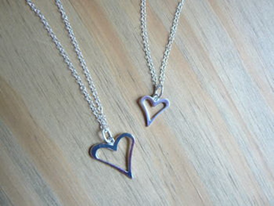 Mummy and Me Silver Open Heart Pendants