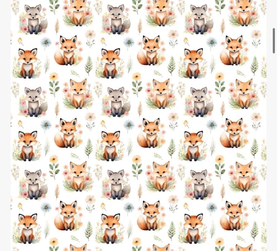 polycotton farbic material 3d digitally printed fox foxes animal