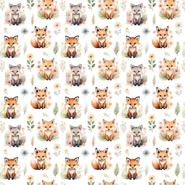 polycotton farbic material 3d digitally printed fox foxes animal