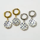 Huggie Earrings Blue Dashes Earrings Sprinkles Gold Huggie Earrings Silver