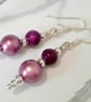 Shell Pearl & Agate Earrings Silver Plated - Image 3