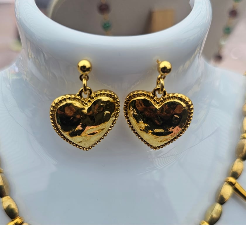 Handmade Gold plated loveheart earrings