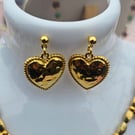 Handmade Gold plated loveheart earrings