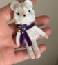 Scarf Mouse Tiny Art Doll Purple - Image 3