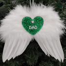 Personalised Glitter Hanging White Feather Angel Wings, Angel wings tree decor