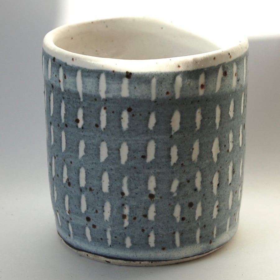 Indigo colour planter with matt glazes