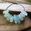 9 Natural sea glass beads, middle drilled, chunkies, supplies (14)