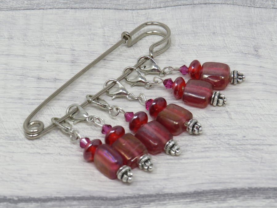 Deep pink stitch markers