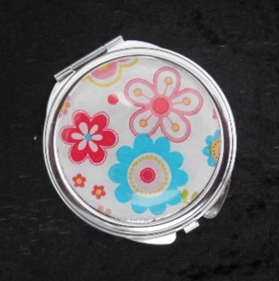 Compact mirror (bright floral) - SALE 30% off