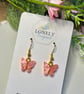 Pink Butterfly Earrings, Charm Earrings, Handmade Jewellery 