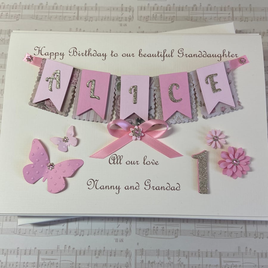 Personalised 1st Birthday Card Gift Boxed Daughter Granddaughter Any Age First