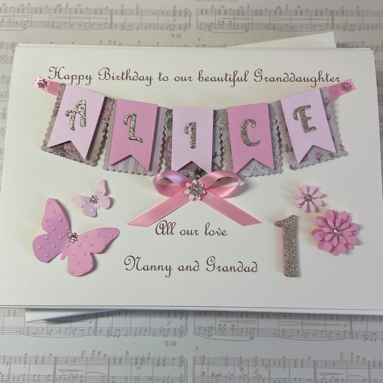 Personalised 1st Birthday Card Gift Boxed Daughter Granddaughter Any Age First