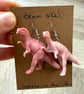 Upcycled Pinky Red Allosaurus Dinosaur Earrings
