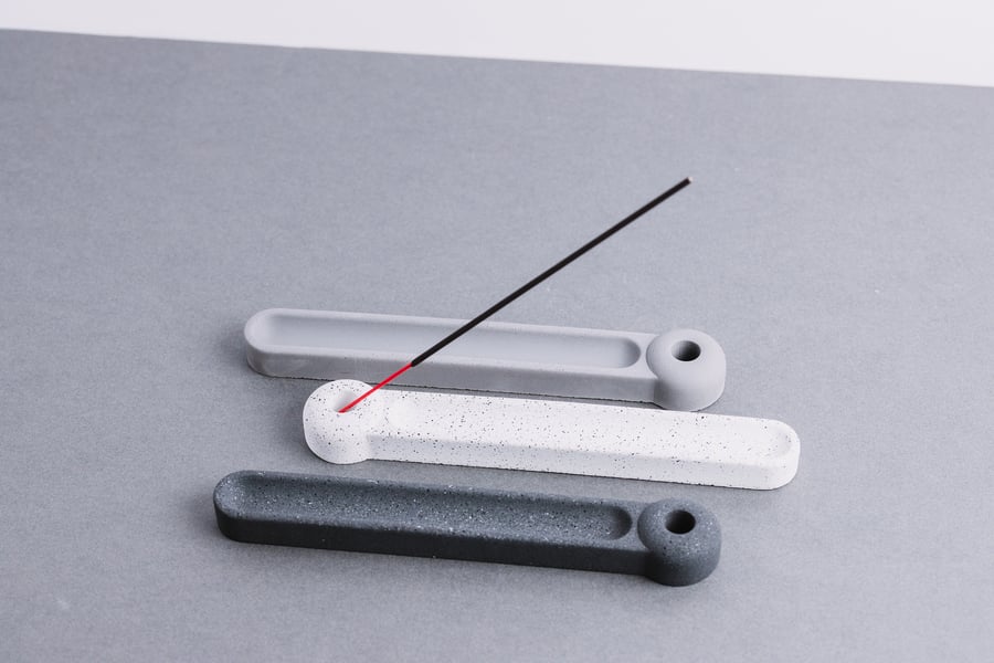 Concrete Jesmonite Incense Holder: Modern Oval Plate Dish