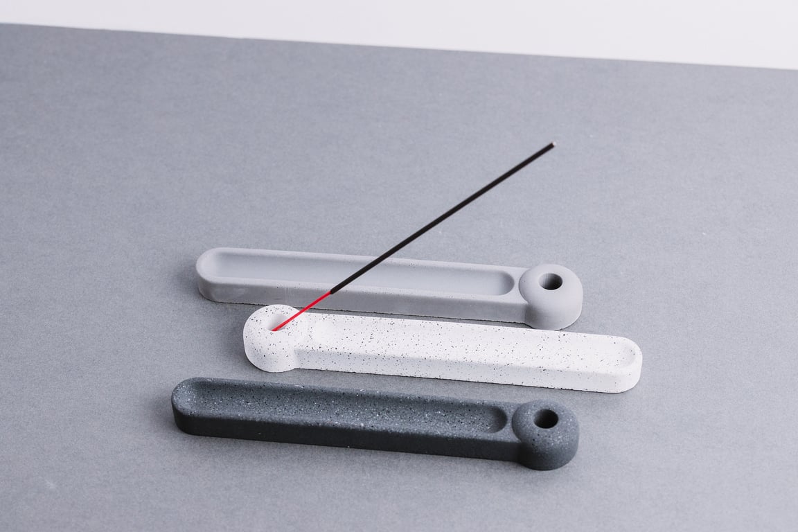 Concrete Jesmonite Incense Holder: Modern Oval Plate Dish