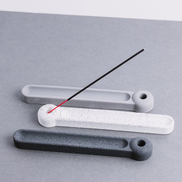 Concrete Jesmonite Incense Holder: Modern Oval Plate Dish