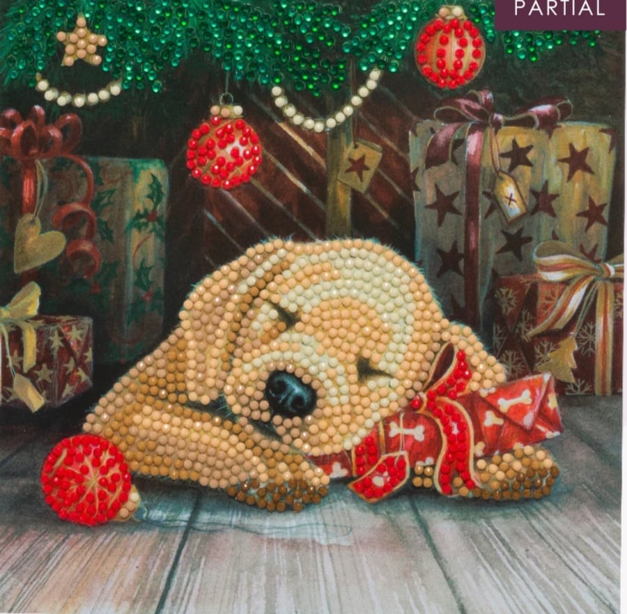 Sleeping dog card diamond painting kit