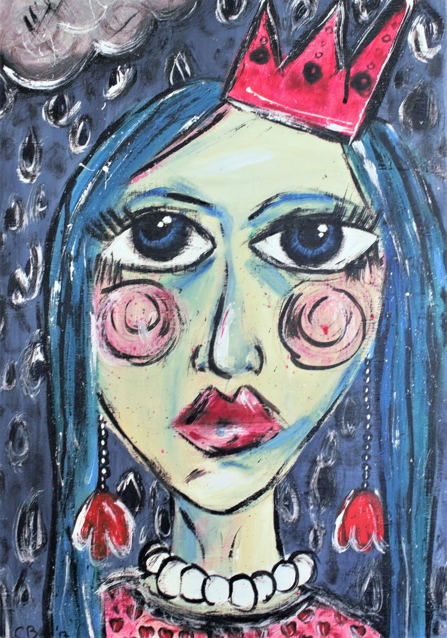 'OFF WITH HER HEAD!' Original acrylic painting 16"x24"