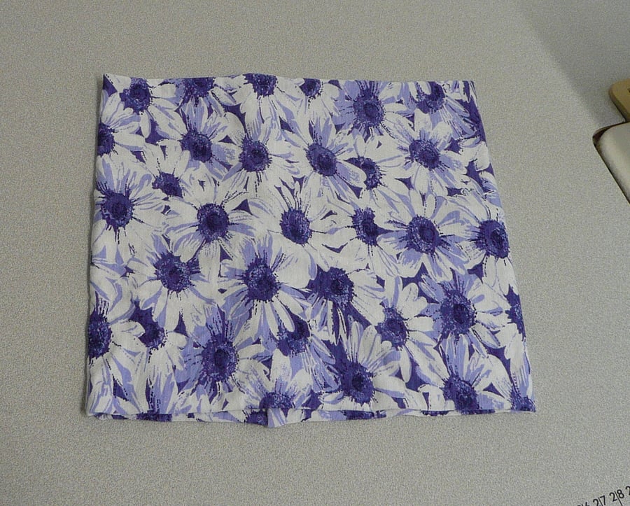 Neck warmer snood  headband cotton jersey floral scarf blue and white daisy
