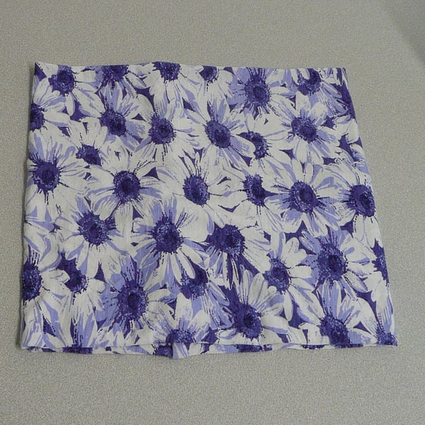 Neck warmer snood  headband cotton jersey floral scarf blue and white daisy