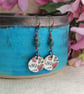 Floral ceramic charm, green jasper and copper earrings - Image 4