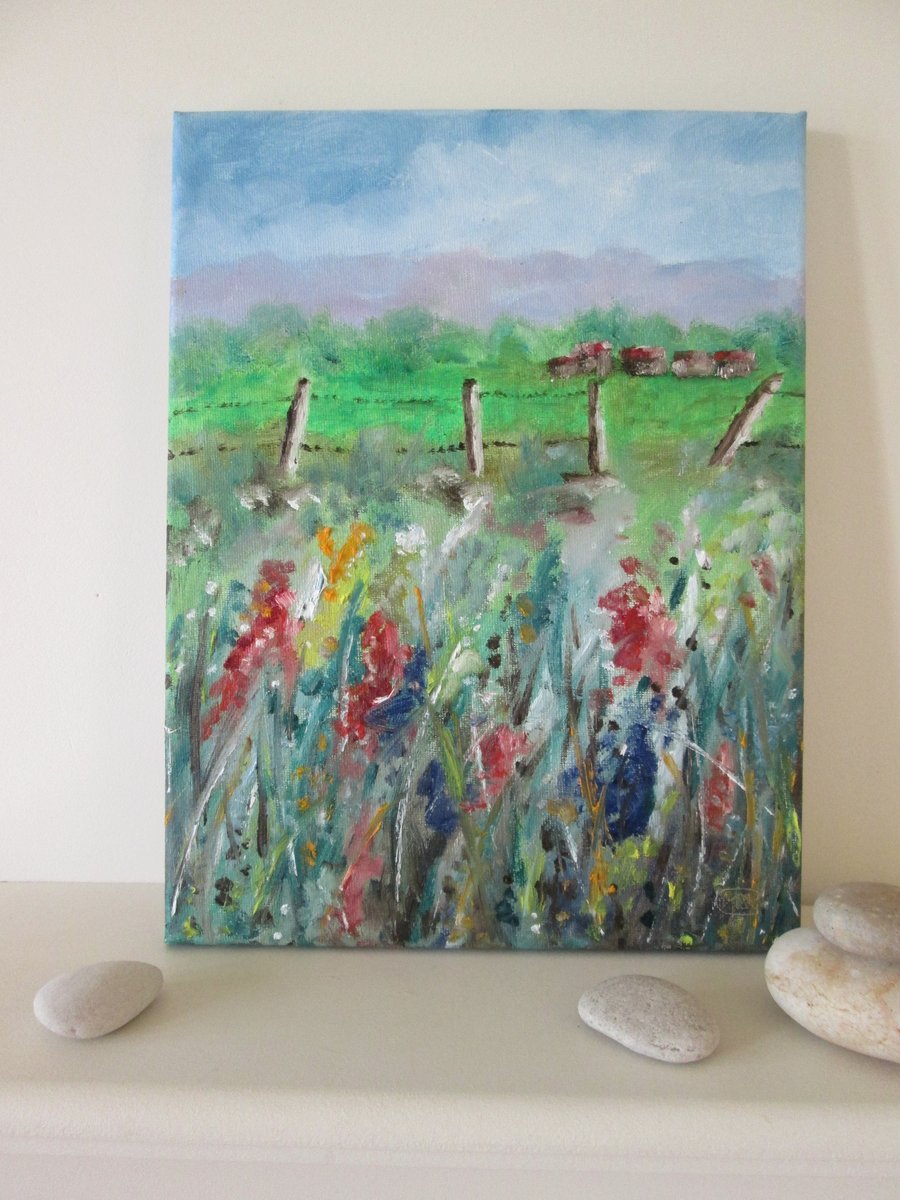 Flower Meadow original oil painting 