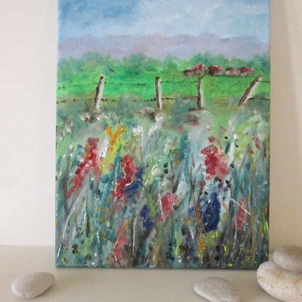 Flower Meadow original oil painting 