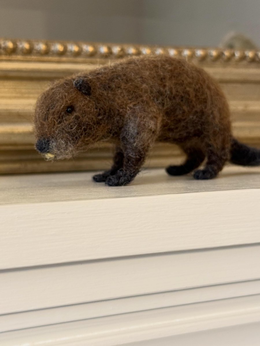 Needle Felted Beaver Ornament 