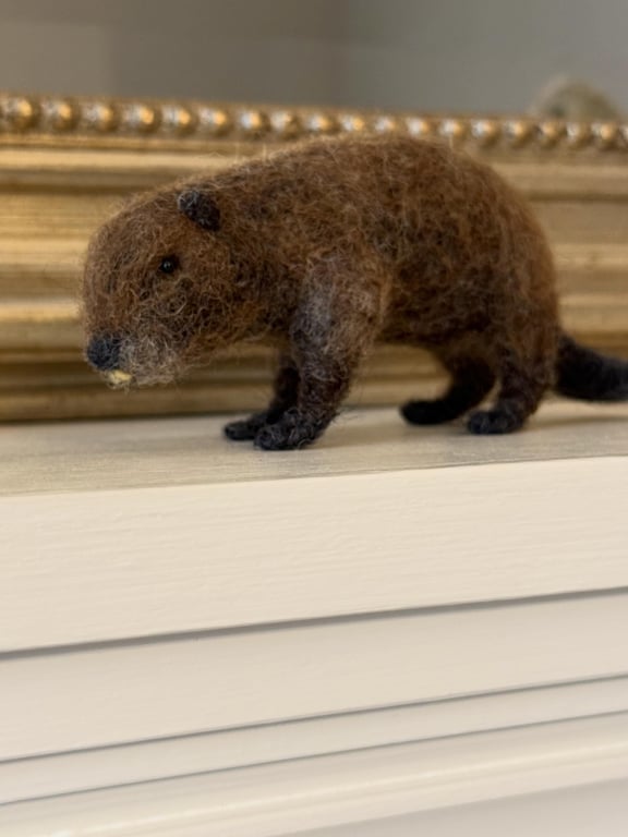 Needle Felted Beaver Ornament 